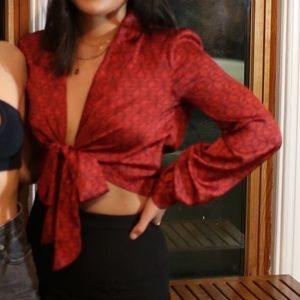 Urban outfitters red tie blouse